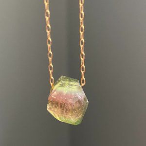 Pratt Daddy Watermelon Tourmaline Pendant w/ 14k Gold filled chain Rare stone